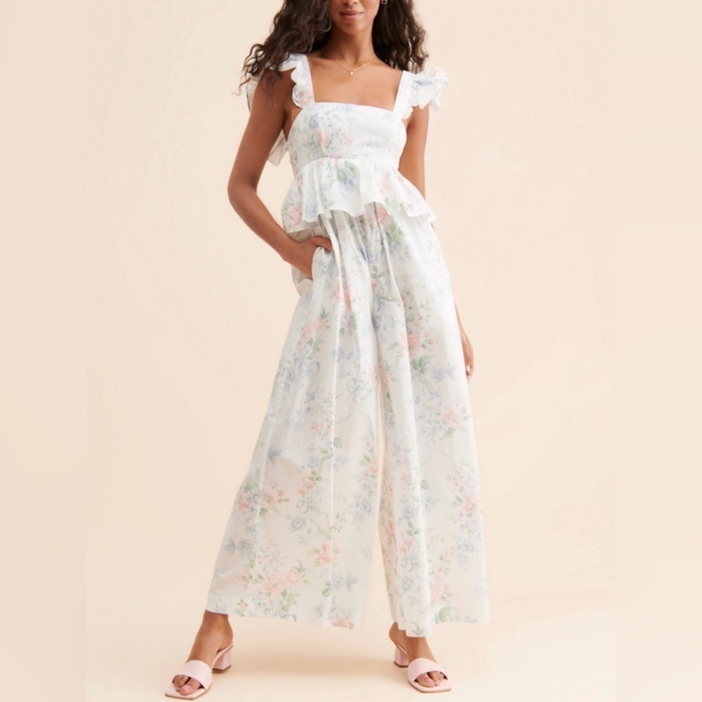 Selkie White Floral Jumpsuit The Weekend in Mrs. Darcy